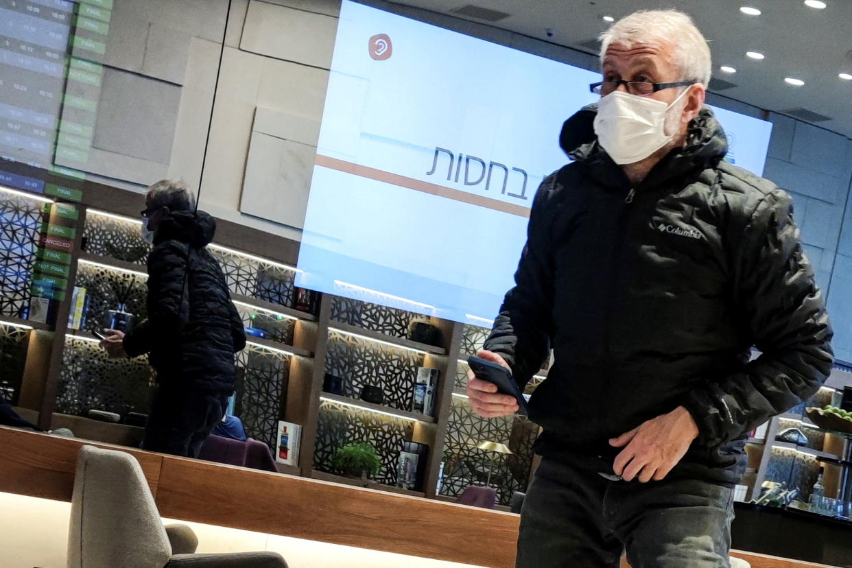 Sanctioned Russian oligarch Roman Abramovich stands in a VIP lounge before a jet linked to him took off for Istanbul from Ben Gurion international airport in Lod near Tel Aviv, Israel, March 14, 2022. REUTERS/Stringer  ISRAEL OUT. NO COMMERCIAL OR EDITORIAL SALES IN ISRAEL