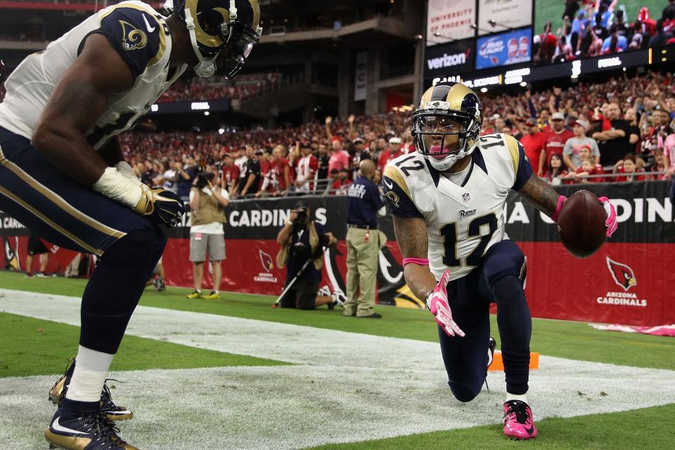 Stedman Bailey (R) played from 2010-2012 at West Virginia (Getty). 