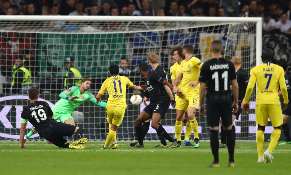 Pedro equalised for Chelsea late in the first half. (Credit: Getty Images)