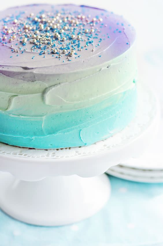 <p>We think we could just about create this pastel girly galaxy cake at a push. It would just be a bit more lopsided. <i><a href="https://uk.pinterest.com/pin/130322982945659667/" rel="nofollow noopener" target="_blank" data-ylk="slk:[Photo: Pinterest];elm:context_link;itc:0;sec:content-canvas" class="link "> [Photo: Pinterest]</a></i></p>