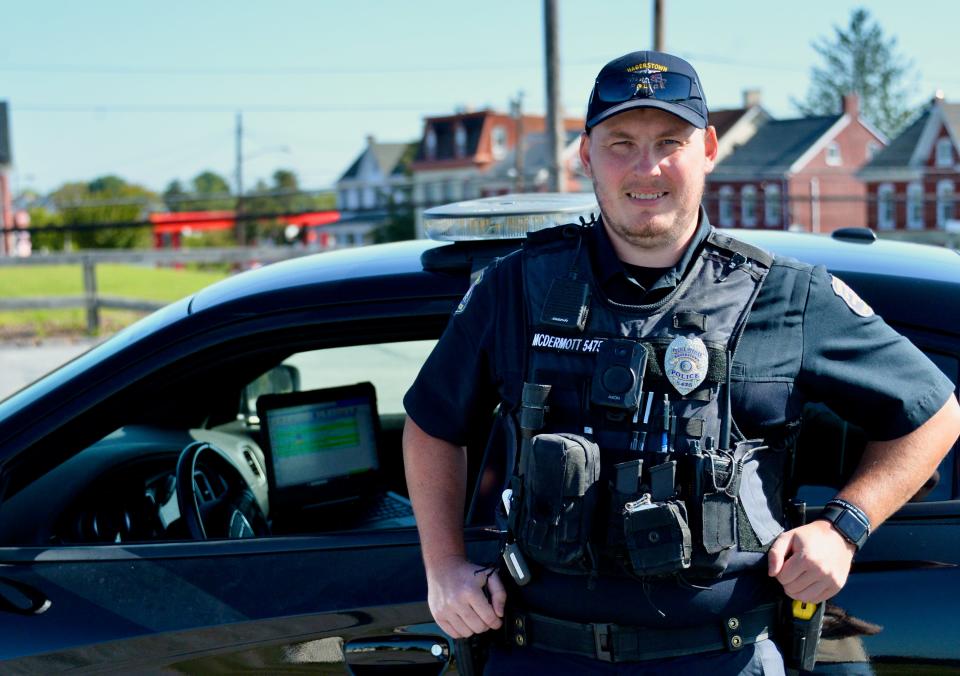 Hagerstown Police Community Resource Officer Mike McDermott said he became a police officer "to make a difference." After growing up in New York, where his Dad was police, he said he likes the mix of urban and suburban here, and the more affordable cost of living.