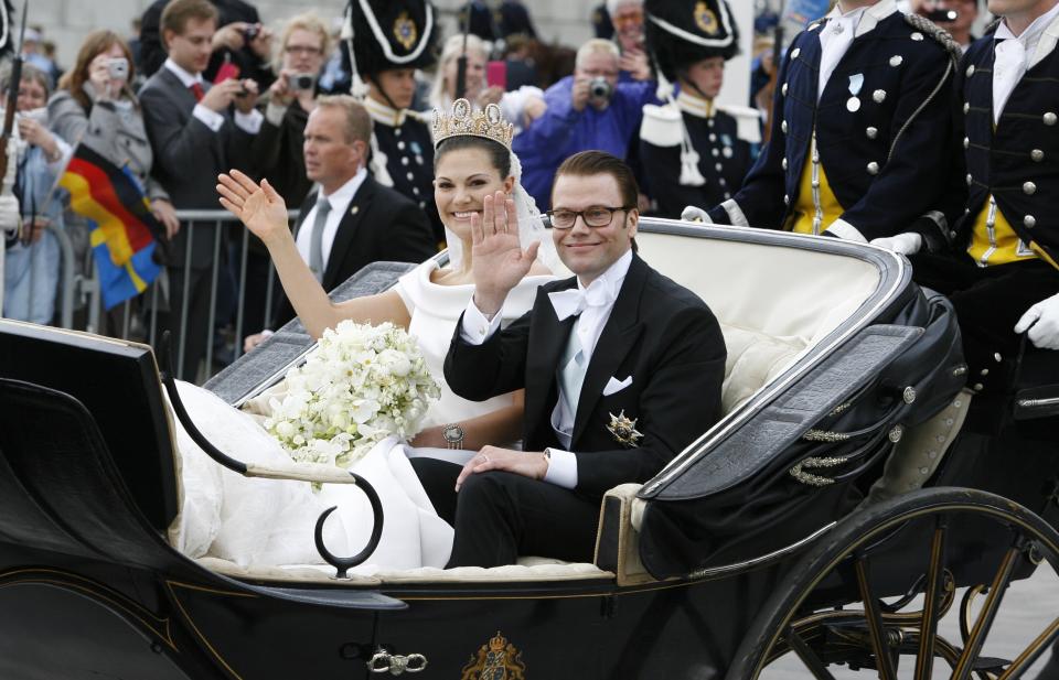 <p>On 19 June 2010, Princess Victoria and Daniel Westling wed in Stockholm Cathedral. The nuptials cost almost two million pounds and although half was paid for by her father, King Carl XVI Gustaf, the rest was funded by taxes. <br>According to Sveriges Television, the wedding was the biggest event ever covered in Sweden. <em>[Photo: Getty]</em> </p>