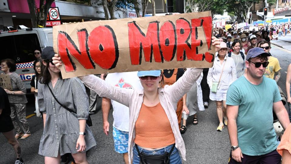 A rally to a call for action to end violence against women