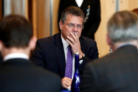 European Commission Vice-President Maros Sefcovic attends a meeting on the development and production of European batteries in Paris