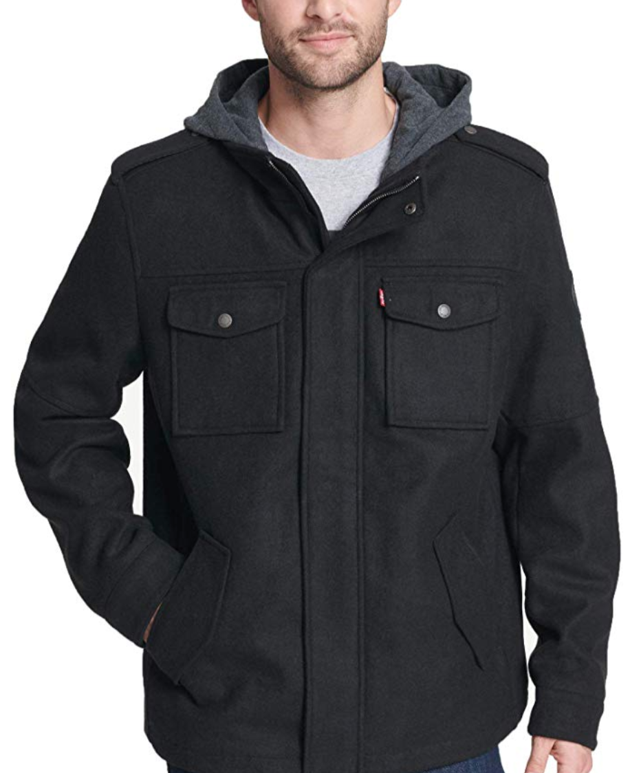 Levi's Men's Wool Blend Military Jacket with Hood. (Photo: Amazon)