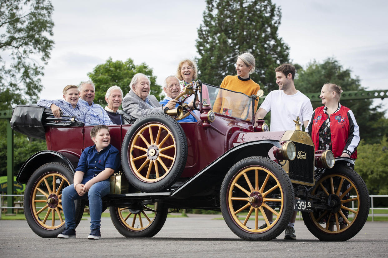 L-R - Felix Baggott (15), Adam Baggott, Jonathan Baggott, Harold Baggott (101), David Baggott, Penny Baggott, Nicola Baggott, Sam Gooch, Caroline Holmes.Front - Charlie Baggott (12)