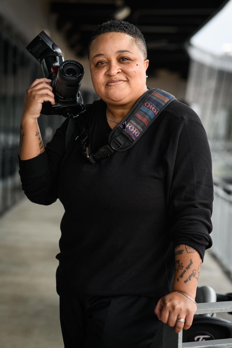 Rochelle J at the 100 Professional Black Women in Black Photo Shoot in downtown Fayetteville on Saturday, Jan. 6, 2024.