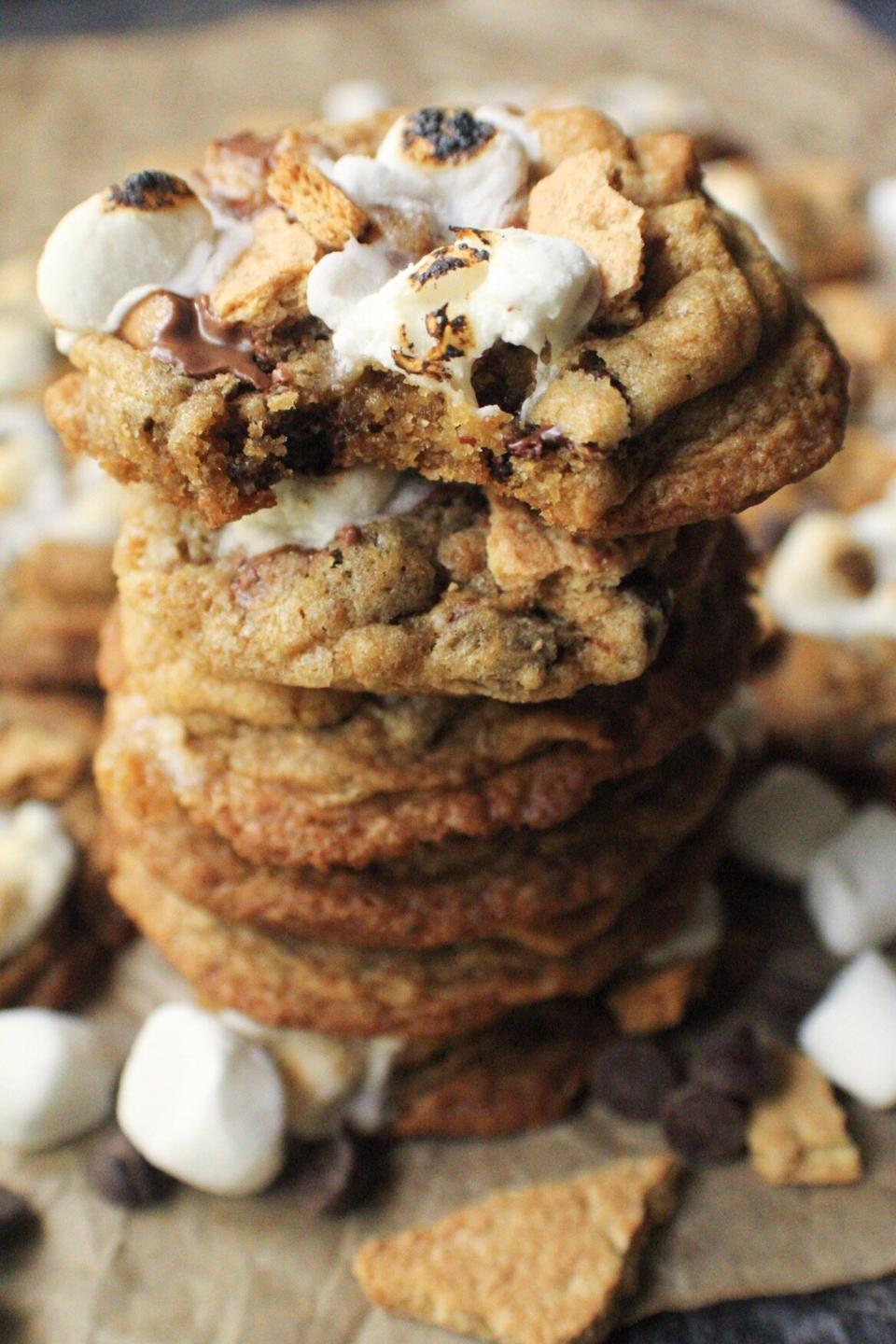 <a href="https://pinkowlkitchen.com/peanut-butter-cup-smores-cookies/" target="_blank" rel="noopener noreferrer"><strong>Peanut Butter Cup S&rsquo;mores Cookies from The Pink Owl Kitchen</strong></a>