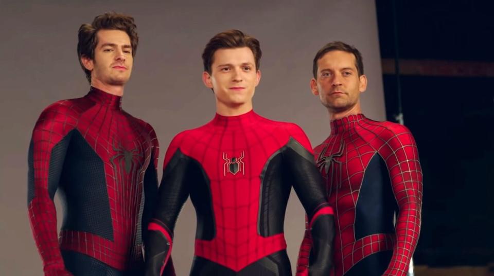 the three Spider-Man actor, Andrew Garfield, Tom Holland and Tobey Maguire for Spider-Man: No Way Home