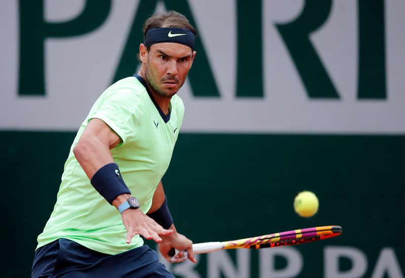 El español Rafael Nadal en acción durante su partido de tercera ronda contra el británico Cameron Norrie.