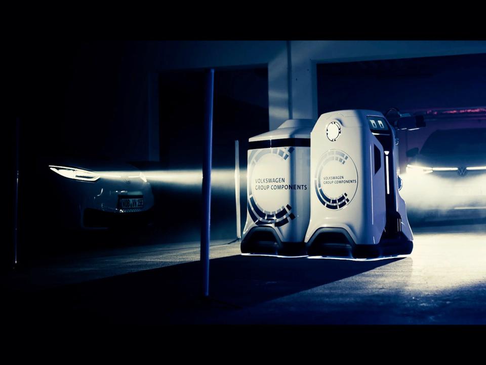 Volkswagen's mobile charging robot prototype.