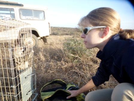 Me with common genet (Genetta genetta)