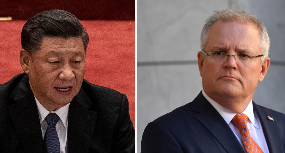 China's Xi Jinping and Australia's Scott Morrison. Source: Getty