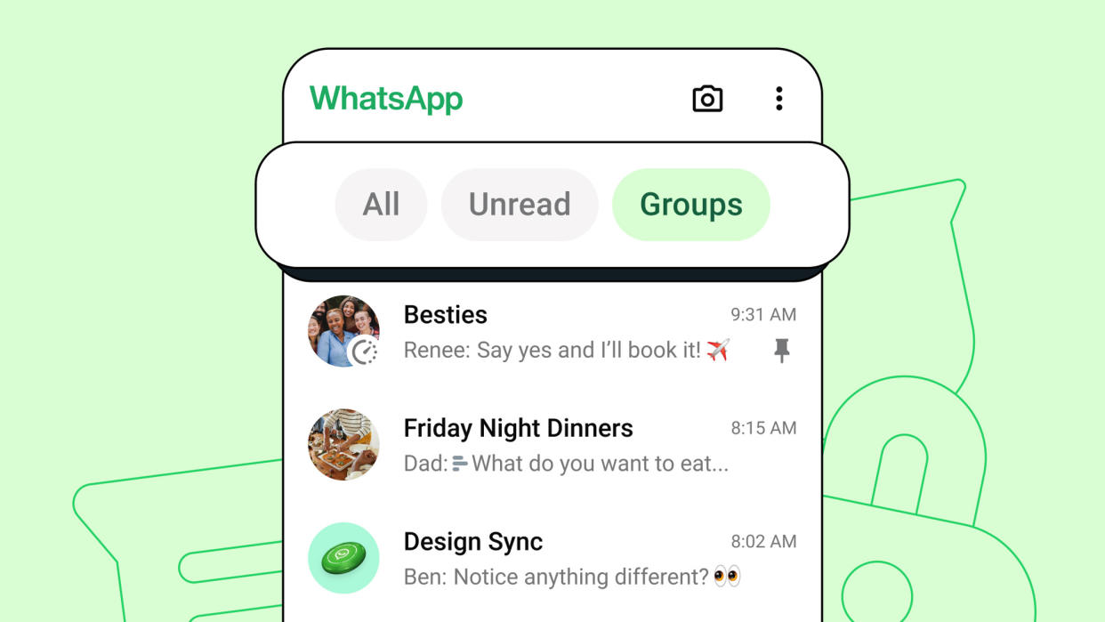  WhatsApp chat filter screenshot. 