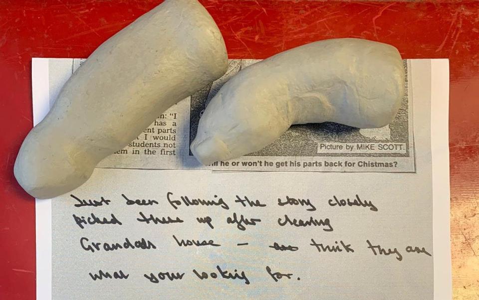 A note attached to the box said that the donor's grandfather has passed on the penises to them