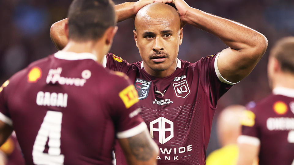 Felise Kaufusi, pictured here in action for Queensland in State of Origin II.