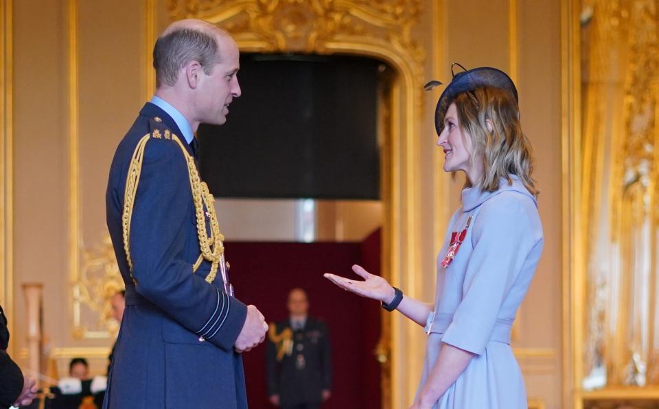 Mrs Ellen Convery is made a Member of the Order of the British Empire by the Prince of Wales at Windsor Castle