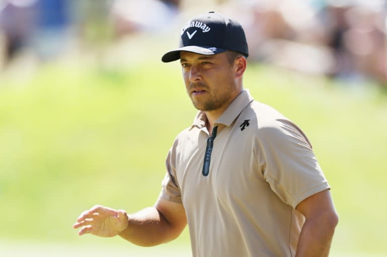 Xander Schauffele held a two-stroke lead at the turn in the final round of the PGA Championship (ANDY LYONS)