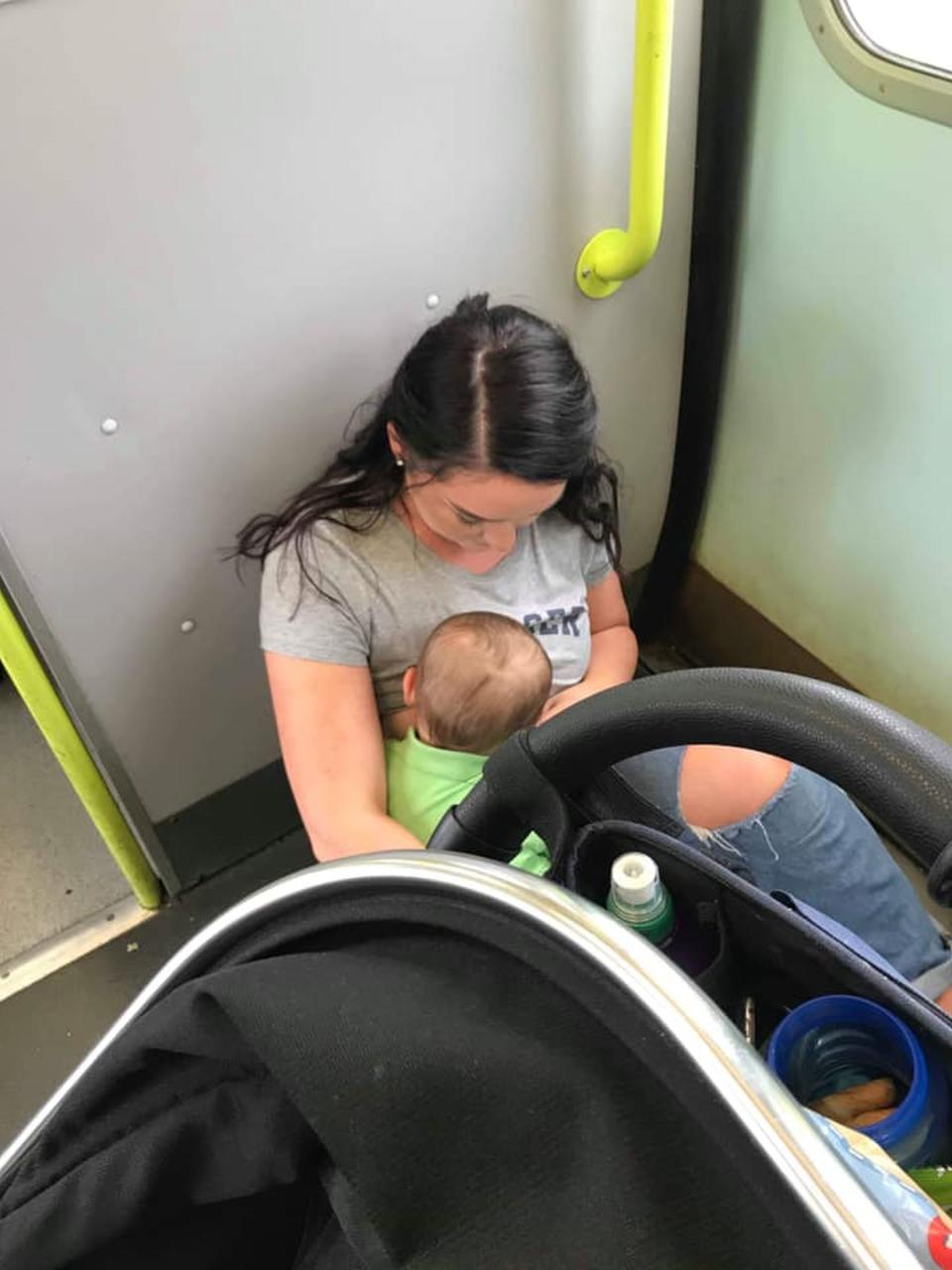 SOPHIE MOLINEUX, 22, BREASTFEEDING BABY CHESTER ON A DIRTY TRAIN FLOOR WHEN NO-ONE GAVE UP A SEAT FOR HER