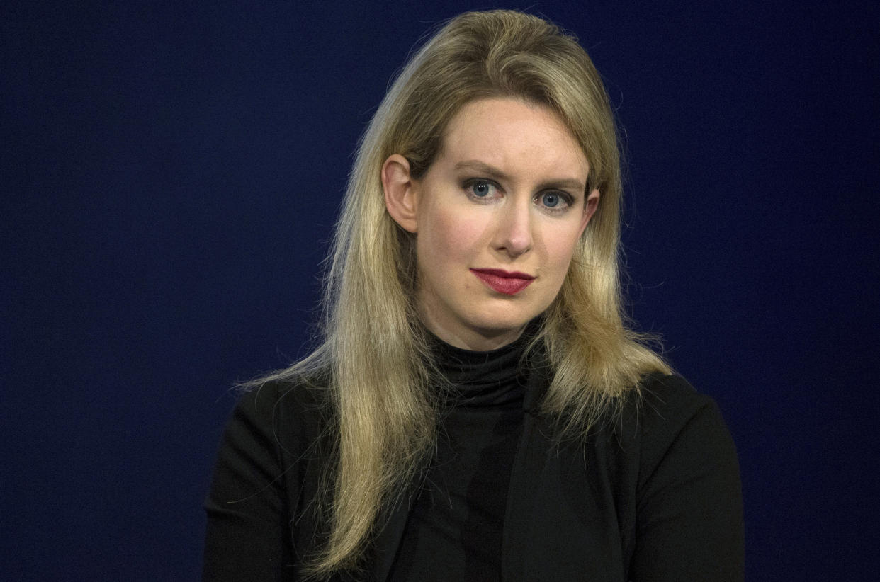 FILE PHOTO:  Elizabeth Holmes, CEO of Theranos, attends a panel discussion during the Clinton Global Initiative's annual meeting in New York, U.S., September 29, 2015.  REUTERS/Brendan McDermid/File Photo