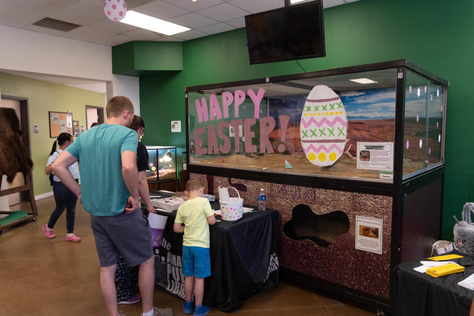 Families enjoy the activities at the 2023 “Easter Eggcitement" at the Amarillo Zoo.