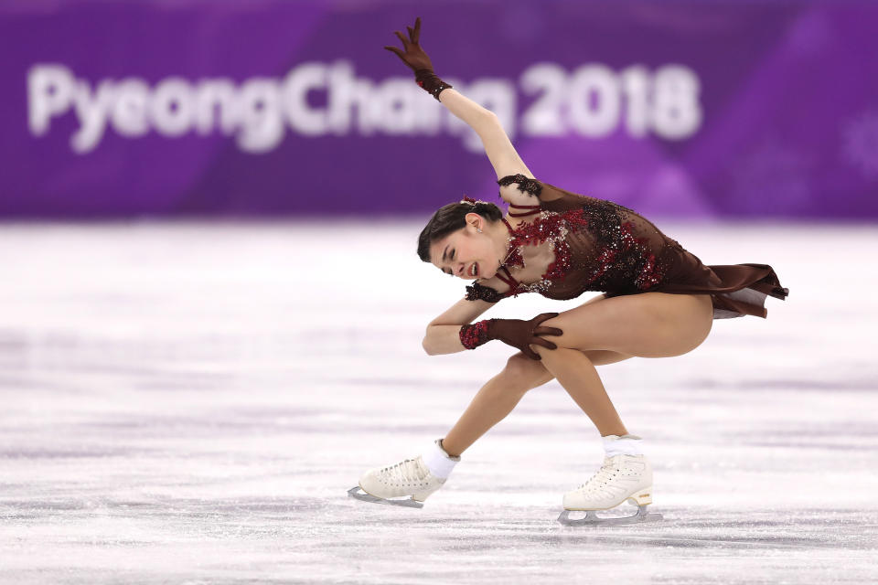 <p>Evgenia Medvedeva of Olympic Athlete from Russia competes during the Ladies Single Skating Free Skating on day fourteen of the PyeongChang 2018 Winter Olympic Games at Gangneung Ice Arena on February 23, 2018 in Gangneung, South Korea. (Photo by Richard Heathcote/Getty Images) </p>