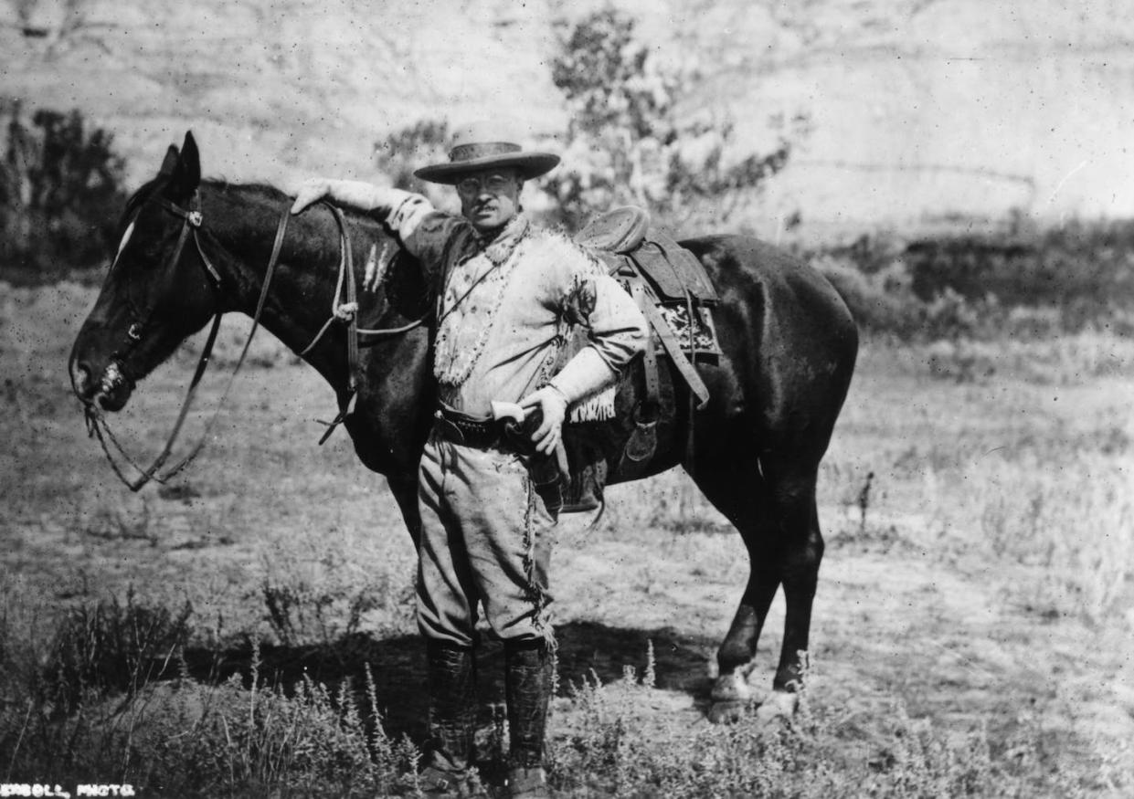 A bold and brash Teddy Roosevelt during a visit to the Badlands in 1885. <a href="https://www.gettyimages.com/detail/news-photo/american-politician-and-future-president-of-the-united-news-photo/3090049?phrase=teddy%20roosevelt&adppopup=true" rel="nofollow noopener" target="_blank" data-ylk="slk:MPI/Getty Images;elm:context_link;itc:0;sec:content-canvas" class="link ">MPI/Getty Images</a>