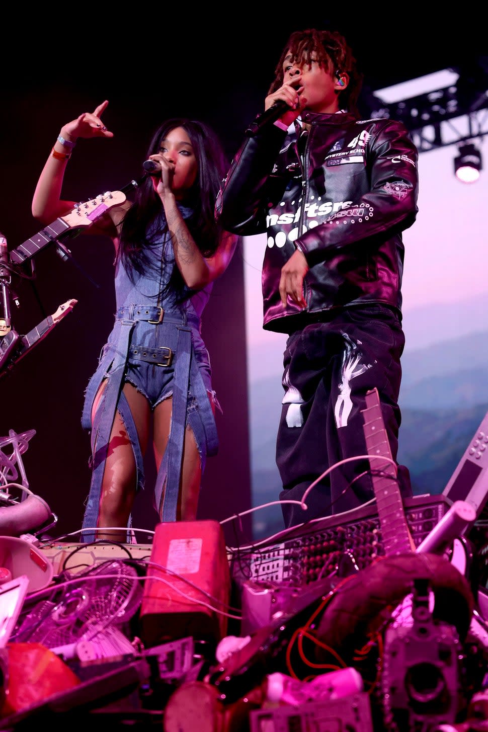 WILLOW and Jaden Smith perform at the Mojave Tent during the 2023 Coachella Valley Music and Arts Festival on April 16, 2023 in Indio, California.