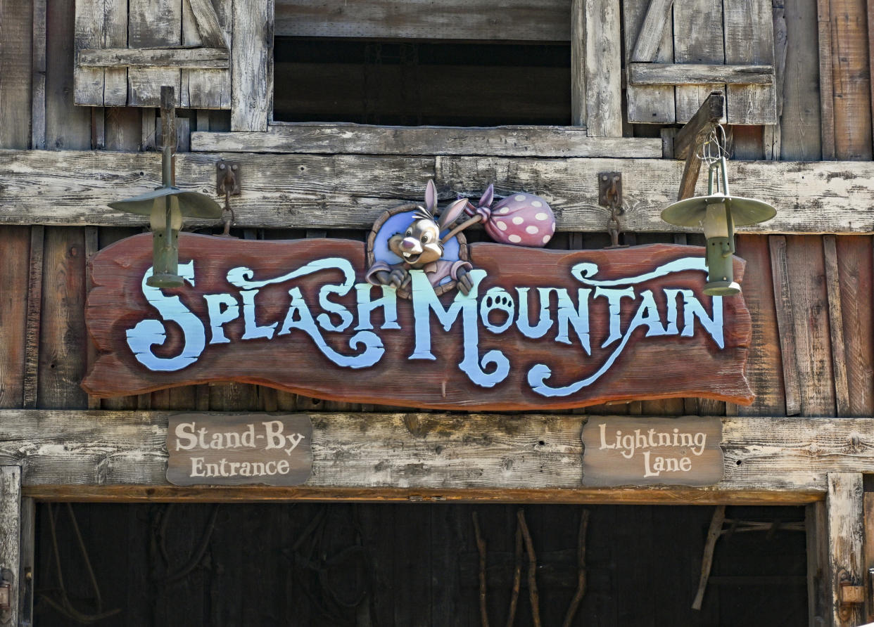 Anaheim, CA - August 10: Splash Mountain in Critter Country at Disneyland in Anaheim, CA, on Wednesday, August 10, 2022. Splash Mountain is a log flume based on the animated sequences of the 1946 Disney film Song of the South. In June 2020, Disney announced that the U.S. versions of the ride would be replaced with a theme based on Disney's 2009 film The Princess and the Frog. The new ride, which will be titled Tiana's Bayou Adventure, is expected to open at both Disneyland and Magic Kingdom in late 2024. (Photo by Jeff Gritchen/MediaNews Group/Orange County Register via Getty Images)