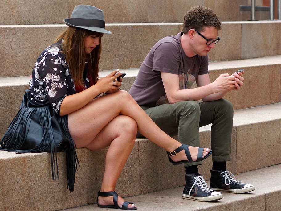 Woman and Man Texting