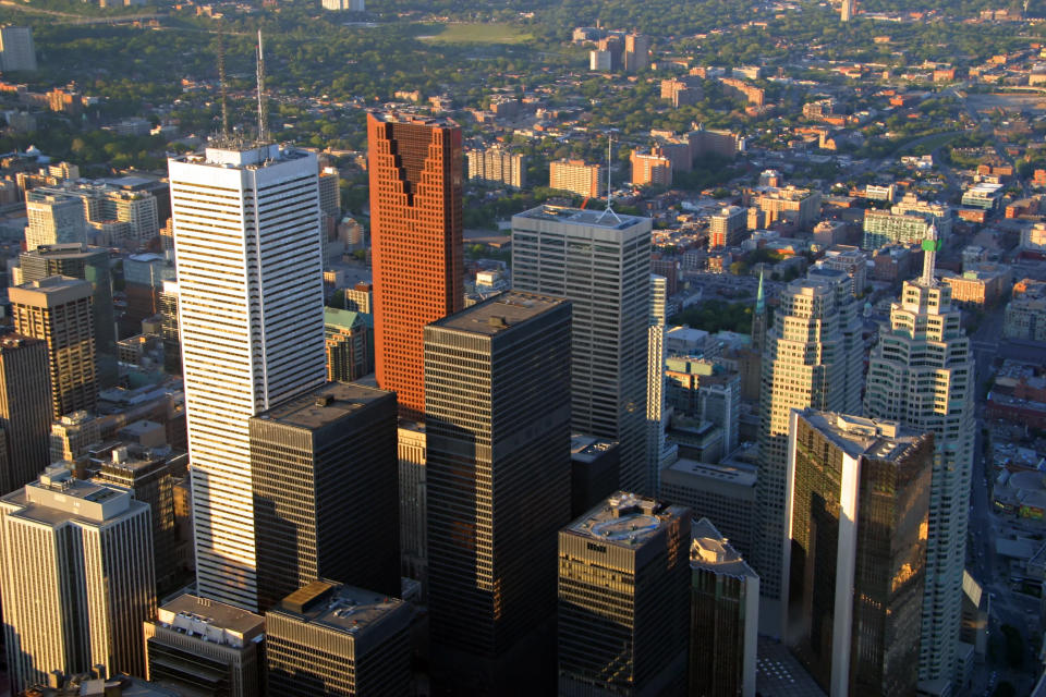 Toronto's Financial District at Sunset (view from the CN Tower) (Getty Images)