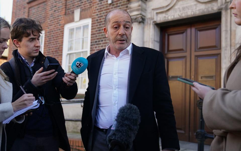 Mia Janin's father, Mariano, tells reporters outside Barnet coroner's court he is the 'victim of a 'failing system'