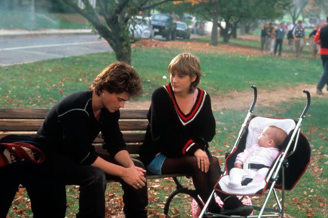 <p>Moviestore/Shutterstock</p> Rob Lowe and Jenny Wright in 1985's 'St. Elmo's Fire'