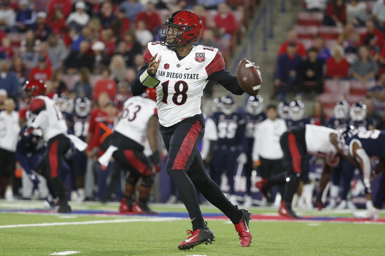 Can San Diego State, led by quarterback Jalen Mayden, bounce back from an underwhelming 2022 season? (AP Photo/Gary Kazanjian)