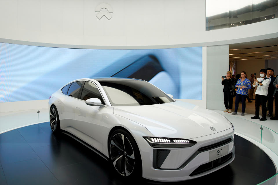 NIO's new electric vehicle (EV) ET7 is unveiled during the media day for Shanghai auto show in Shanghai, China April 16, 2019. REUTERS/Aly Song