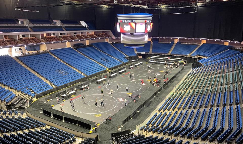 The BOK Center in Tulsa, Okla., hosted the Big 12 Wrestling Championships this past weekend. Come March 16-18, it'll host the 2023 NCAA Championships.