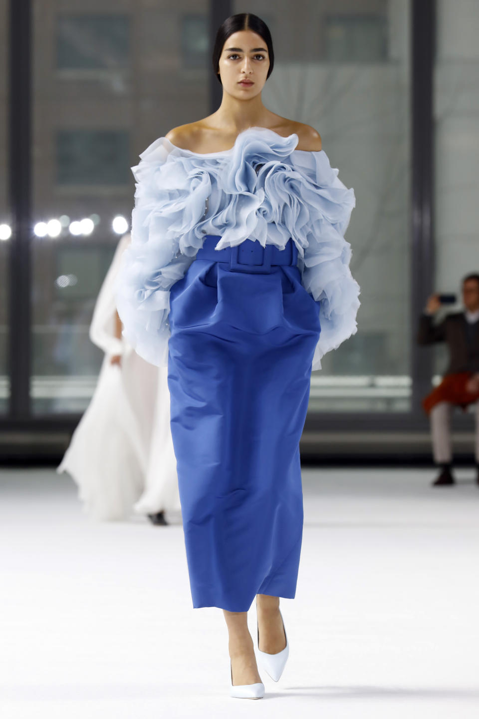 The Carolina Herrera collection is modeled during Fashion Week in New York, Monday, Feb. 10, 2020. (AP Photo/Richard Drew)