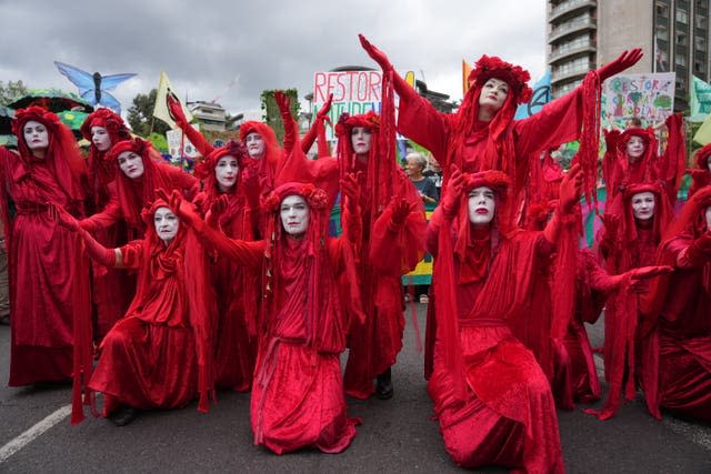 The Red Rebel Brigade during a Restore Nature Now protest in central London