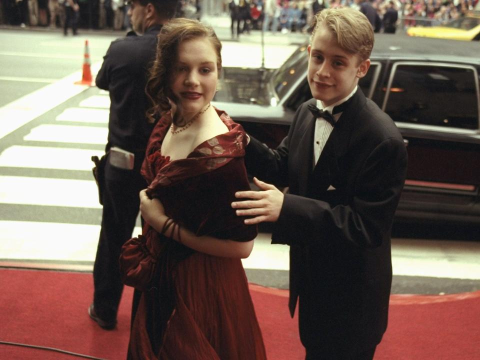 Rachel Miner and Macaulay Culkin arriving for the Tony Awards at Radio City Music Hall.