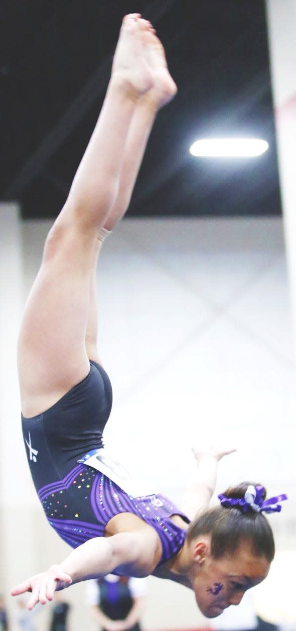 Bartlesville Gymnastic Club's Raynie Ketcher gives a stunning performance at the recent Level 9 Western Nationals in Salt Lake City, Utah.