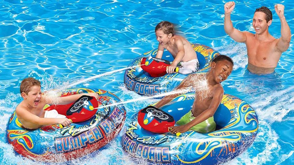 Beat the heat in these motorized bumper boats and save $10 at the same time.