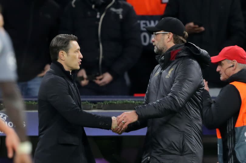 Liverpool manager Jurgen Klopp (right) and former Bayern Munich manager Niko Kovac.