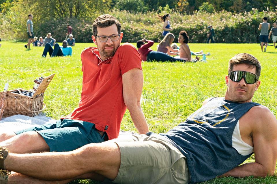 (from left) Bobby (Billy Eichner) and Aaron (Luke Macfarlane) in Bros, co-written, produced and directed by Nicholas Stoller.