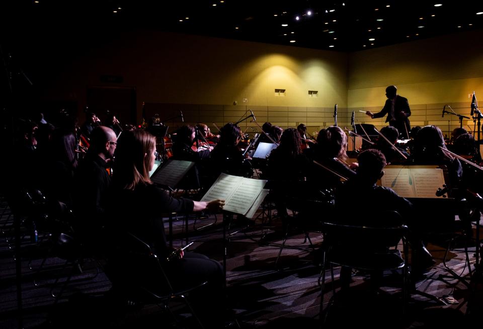 Conductor Rodney Page conducts the Dream Orchestra Monday, Jan. 15, 2024, during the 39th annual Martin Luther King Jr. Day of Celebration at the Lansing Center in downtown.