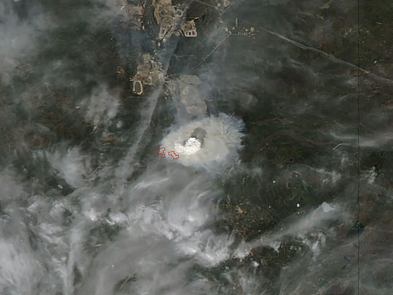 This May 3, 2016 NASA satellite image shows the Fort McMurray wildfire in Alberta, Canada