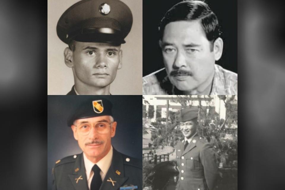 Clockwise from left, Spc. 5 Dwight Birdwell; Spc. 5 Dennis Fujii; Staff Sgt. Edward Kaneshiro; and Maj. John Duffy