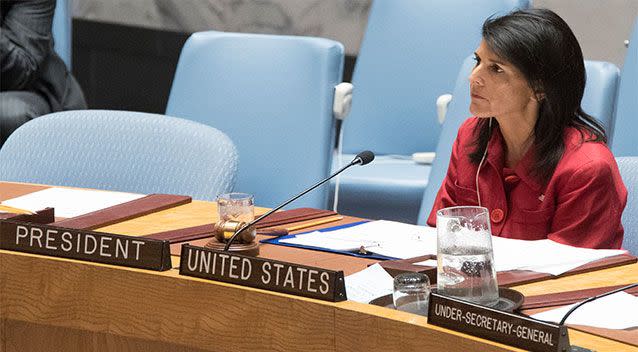 United States' Ambassador United Nations Nikki Haley during a Security Council meeting on the situation in Syria. Photo: AP