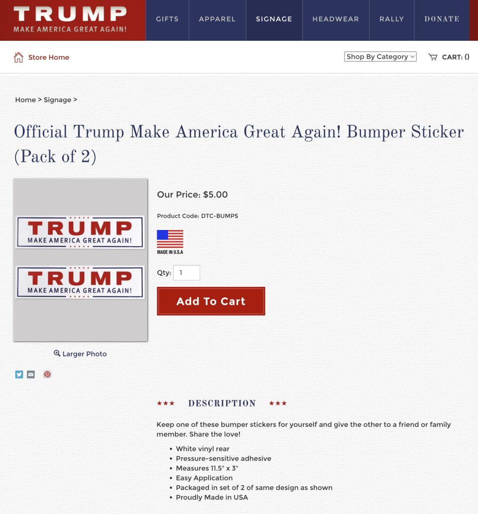 Trump bumper stickers