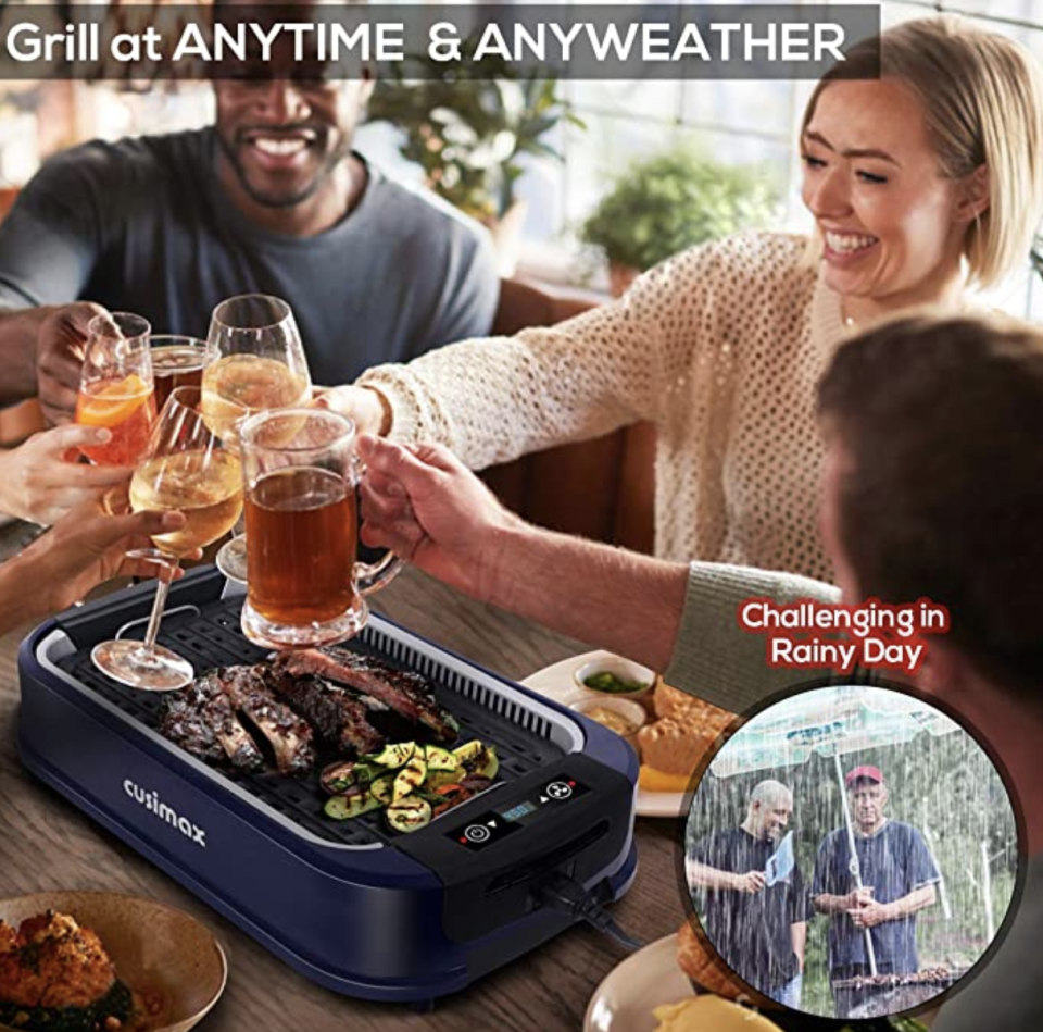 PHOTO: Amazon. Smokeless Grill, Portable with Smoke Extractor, Non-stick