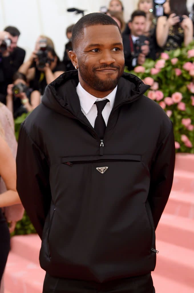 <p>While he hasn't publicly labelled his sexuality, many of Frank Ocean's song lyrics talk about male and female lovers. He wrote about the man who was his first love in a 2012 <a href="https://frankocean.tumblr.com/post/26473798723" rel="nofollow noopener" target="_blank" data-ylk="slk:Tumblr post;elm:context_link;itc:0;sec:content-canvas" class="link ">Tumblr post</a>, and the lyrics to his 2017 song 'Chanel' have been interpreted as symbolic of his bisexuality: "My guy pretty like a girl / And he got fight stories to tell / I see both sides like Chanel / C on both sides like Chanel."<br></p>